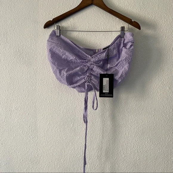 Crop Soft Glam Top Cut Out Lilac Girly Halterneck 10US PRETTY LITTLE THING NEW - Picture 3 of 13